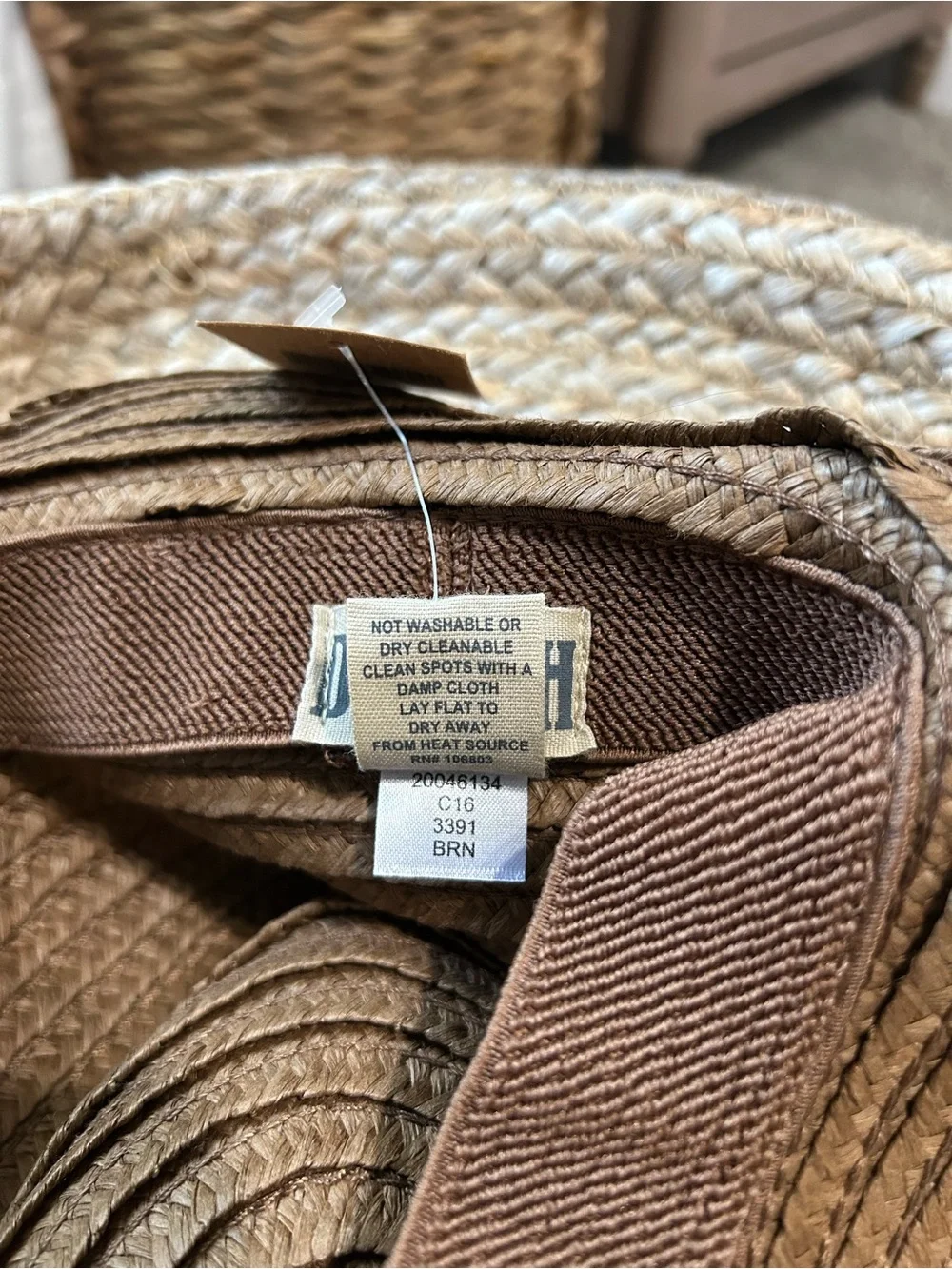 ☀️DULUTH TRADING CO. Brown Straw Summer Hat with Plaid Band - 2XL